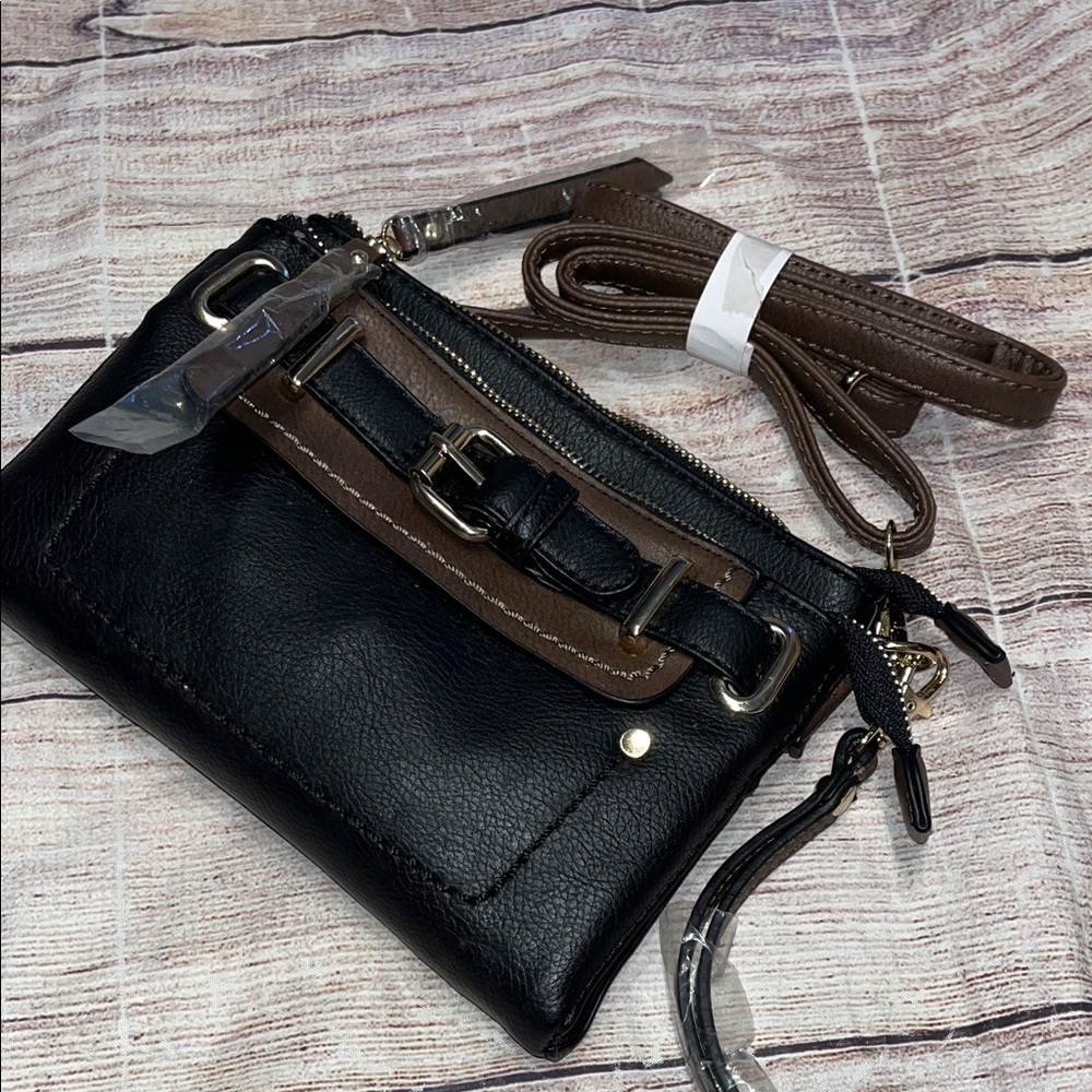 Black and Brown Women's Clutch Wristlet Crossbody Bag NEW